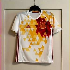 Adidas Red / Yellow / White Soccer Jersey (Mens Large)